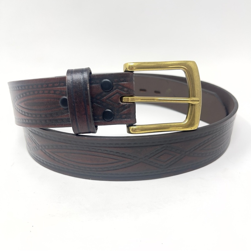 New Without Tags Wrangler Men's Diamond Rope Embossed Brown Leather Belt